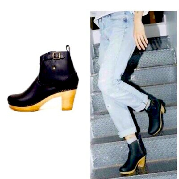 No.6 5” Leather Clog Buckle Boot on high heel black Size 40 RP $400 9.3” insole - Picture 1 of 4